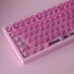 104+10 PC Crystal Pink White Legends Semitransparent Backlit Cool Keycaps Set Screen Printing for Cherry MX Mechanical Keyboard